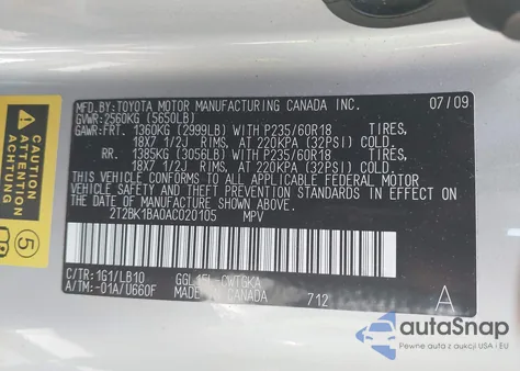 2010 Lexus Rx 350 из США, поврежденный, VIN 2T2BK1BA0AC020105